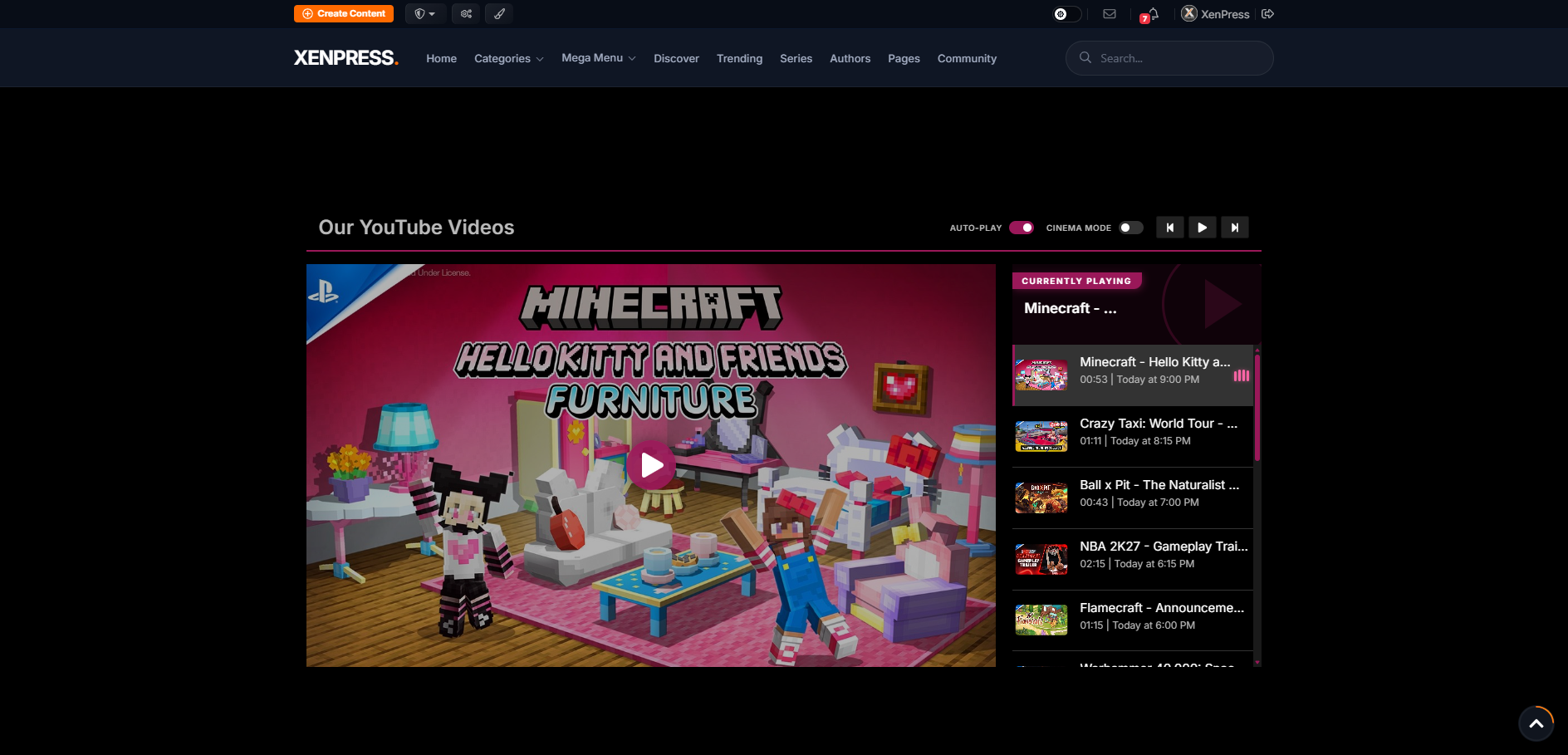 XenPress StreamHub Frontend View